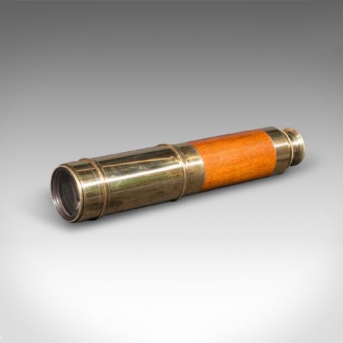 fig 1. Antique 3 Draw Telescope, English Brass, Terrestrial Instrument, Victorian, 1880