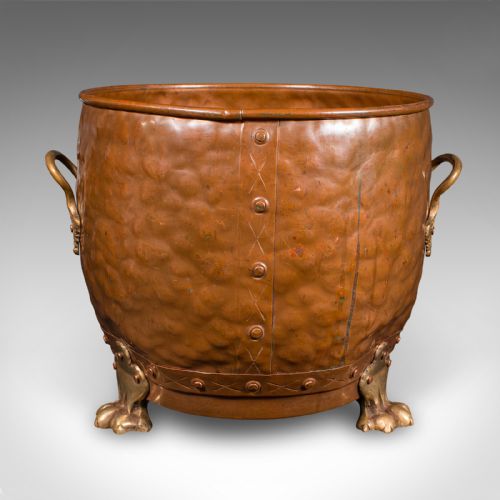 ANTIQUE FIRESIDE STORE ENGLISH HANDBEATEN COPPER COAL BIN VICTORIAN C1900 - ADDITIONAL PHOTO 1