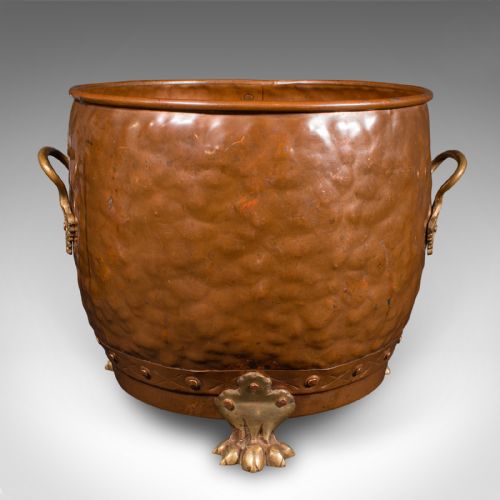 ANTIQUE FIRESIDE STORE ENGLISH HANDBEATEN COPPER COAL BIN VICTORIAN C1900 - ADDITIONAL PHOTO 3