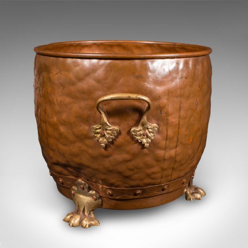 ANTIQUE FIRESIDE STORE ENGLISH HANDBEATEN COPPER COAL BIN VICTORIAN C1900 - ADDITIONAL PHOTO 4