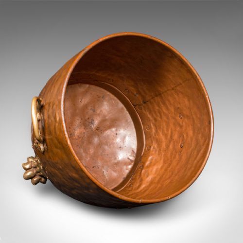ANTIQUE FIRESIDE STORE ENGLISH HANDBEATEN COPPER COAL BIN VICTORIAN C1900 - ADDITIONAL PHOTO 6