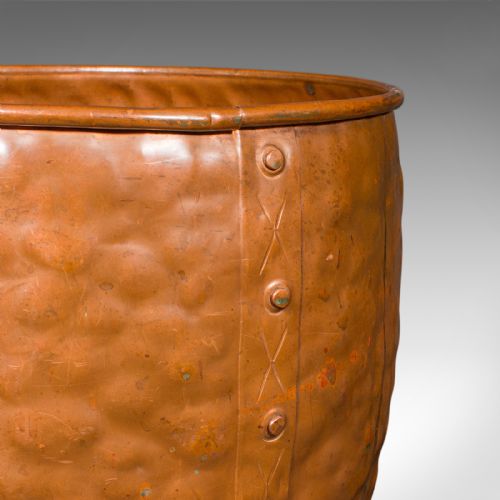ANTIQUE FIRESIDE STORE ENGLISH HANDBEATEN COPPER COAL BIN VICTORIAN C1900 - ADDITIONAL PHOTO 7