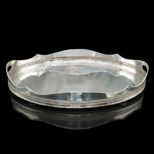ANTIQUE PRESENTATION SERVING TRAY ENGLISH SILVER PLATED COCKTAIL EDWARDIAN - ADDITIONAL PHOTO 1