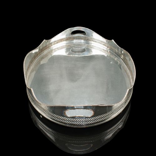 ANTIQUE PRESENTATION SERVING TRAY ENGLISH SILVER PLATED COCKTAIL EDWARDIAN - ADDITIONAL PHOTO 4
