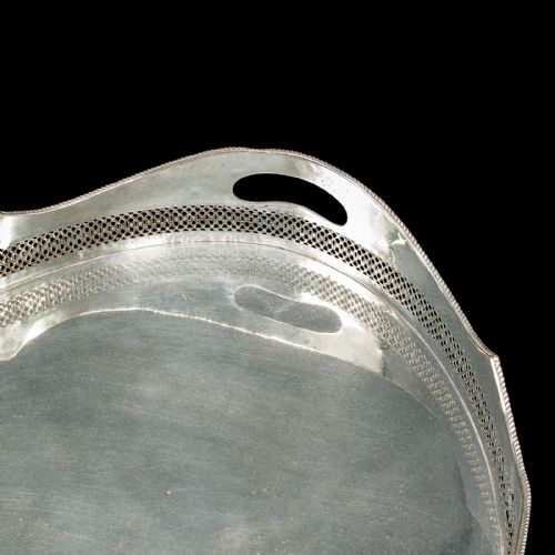 ANTIQUE PRESENTATION SERVING TRAY ENGLISH SILVER PLATED COCKTAIL EDWARDIAN - ADDITIONAL PHOTO 5