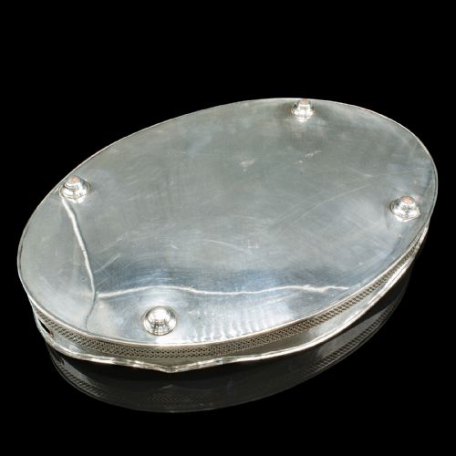 ANTIQUE PRESENTATION SERVING TRAY ENGLISH SILVER PLATED COCKTAIL EDWARDIAN - ADDITIONAL PHOTO 8