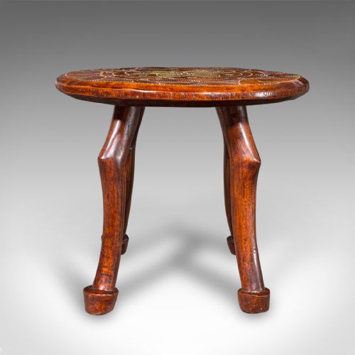 fig 3. Antique Tribal Side Table, African, Fruitwood, Stool, Lamp Stand, Victorian, Luo