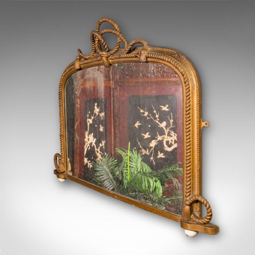 LARGE ANTIQUE OVERMANTLE MIRROR ENGLISH GILTWOOD NAUTICAL TASTE VICTORIAN - ADDITIONAL PHOTO 2
