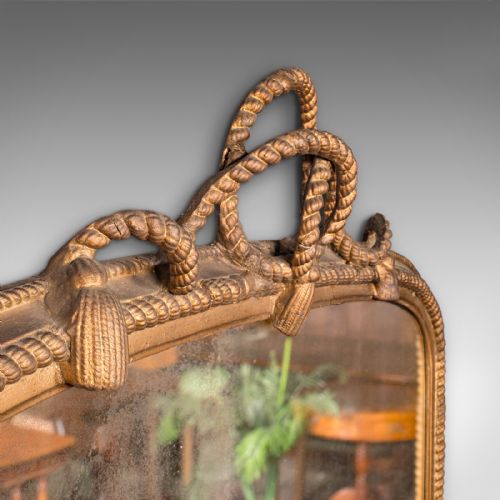 LARGE ANTIQUE OVERMANTLE MIRROR ENGLISH GILTWOOD NAUTICAL TASTE VICTORIAN - ADDITIONAL PHOTO 3