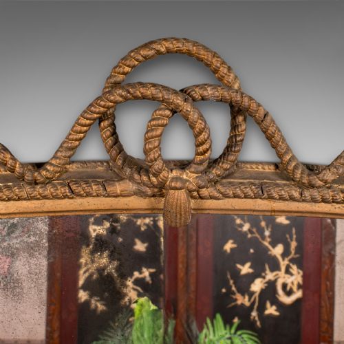 LARGE ANTIQUE OVERMANTLE MIRROR ENGLISH GILTWOOD NAUTICAL TASTE VICTORIAN - ADDITIONAL PHOTO 4