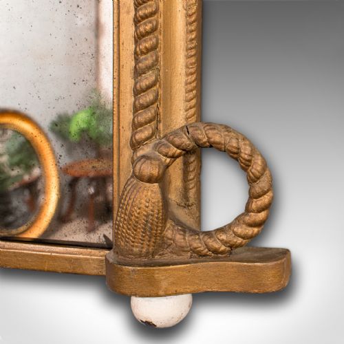 LARGE ANTIQUE OVERMANTLE MIRROR ENGLISH GILTWOOD NAUTICAL TASTE VICTORIAN - ADDITIONAL PHOTO 7