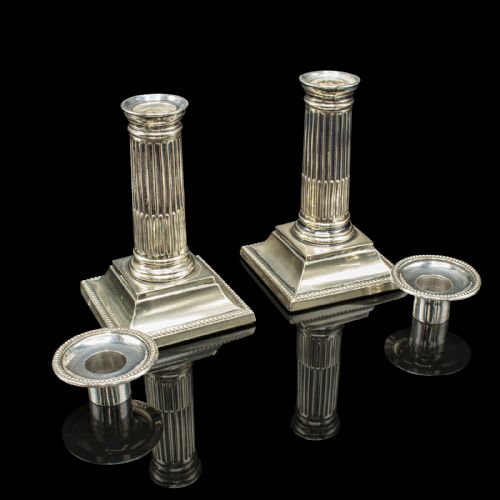 PAIR OF ANTIQUE CANDLESTICKS ENGLISH SILVER PLATE CANDLE STAND VICTORIAN - ADDITIONAL PHOTO 1