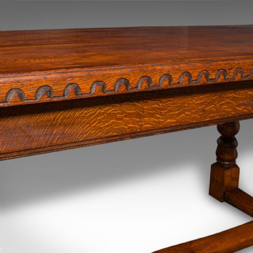 6 SEAT ANTIQUE DINING TABLE ENGLISH OAK COUNTRY KITCHEN REFECTORY EDWARDIAN - ADDITIONAL PHOTO 9