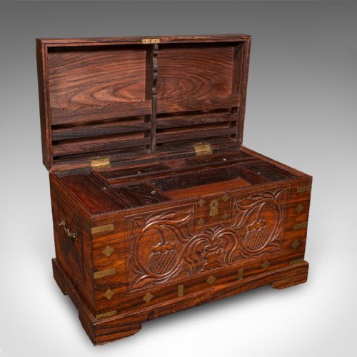 ANTIQUE CELEBRATION CHEST INDIAN TEAK BRASS TRUNK VICTORIAN C1900 - ADDITIONAL PHOTO 1