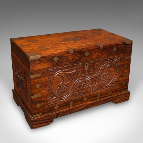 ANTIQUE CELEBRATION CHEST INDIAN TEAK BRASS TRUNK VICTORIAN C1900 - ADDITIONAL PHOTO 2