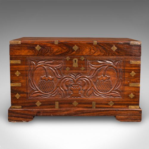 ANTIQUE CELEBRATION CHEST INDIAN TEAK BRASS TRUNK VICTORIAN C1900 - ADDITIONAL PHOTO 3