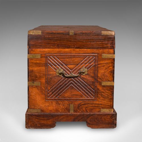 ANTIQUE CELEBRATION CHEST INDIAN TEAK BRASS TRUNK VICTORIAN C1900 - ADDITIONAL PHOTO 4