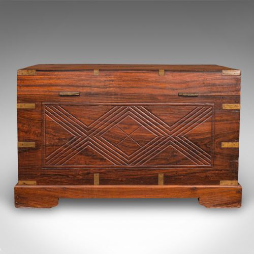 ANTIQUE CELEBRATION CHEST INDIAN TEAK BRASS TRUNK VICTORIAN C1900 - ADDITIONAL PHOTO 5