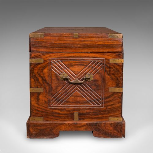 ANTIQUE CELEBRATION CHEST INDIAN TEAK BRASS TRUNK VICTORIAN C1900 - ADDITIONAL PHOTO 6