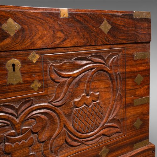 ANTIQUE CELEBRATION CHEST INDIAN TEAK BRASS TRUNK VICTORIAN C1900 - ADDITIONAL PHOTO 10