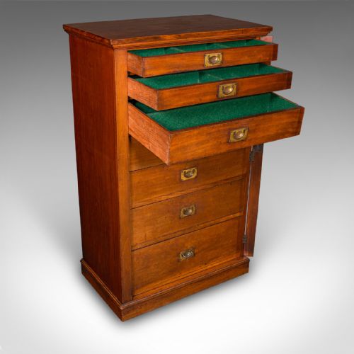 ANTIQUE WELLINGTON CHEST ENGLISH WALNUT SPECIMEN COLLECTOR'S DRAWERS VICTORIAN - ADDITIONAL PHOTO 1