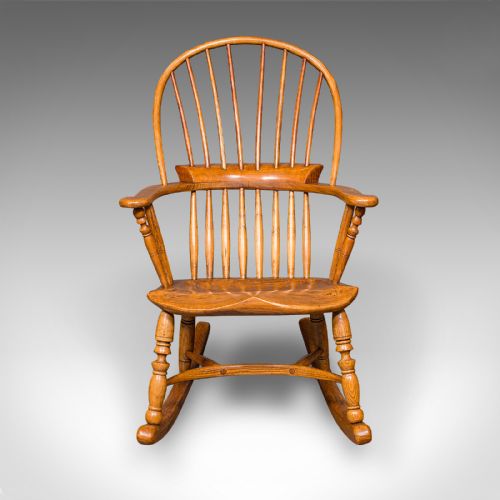 ANTIQUE WINDSOR ROCKING CHAIR ENGLISH ELM ROCKER FIRESIDE SEAT VICTORIAN - ADDITIONAL PHOTO 1