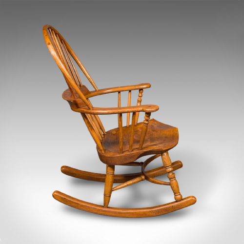 ANTIQUE WINDSOR ROCKING CHAIR ENGLISH ELM ROCKER FIRESIDE SEAT VICTORIAN - ADDITIONAL PHOTO 2
