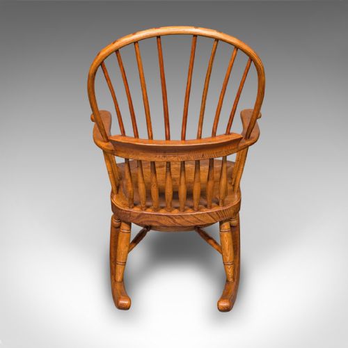 ANTIQUE WINDSOR ROCKING CHAIR ENGLISH ELM ROCKER FIRESIDE SEAT VICTORIAN - ADDITIONAL PHOTO 3