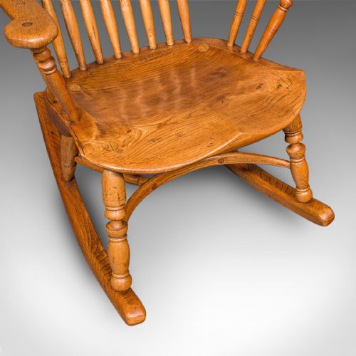 ANTIQUE WINDSOR ROCKING CHAIR ENGLISH ELM ROCKER FIRESIDE SEAT VICTORIAN - ADDITIONAL PHOTO 10