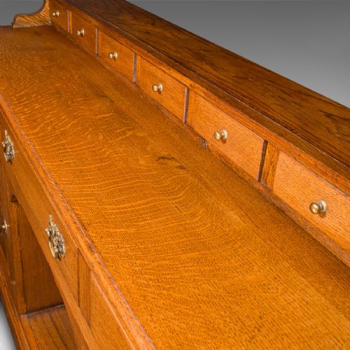 LARGE ANTIQUE DRESSER BASE ENGLISH OAK SIDEBOARD BUFFET WINE RACK EDWARDIAN - ADDITIONAL PHOTO 8