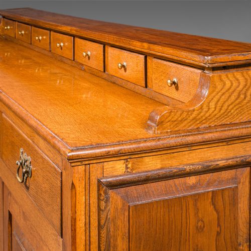 LARGE ANTIQUE DRESSER BASE ENGLISH OAK SIDEBOARD BUFFET WINE RACK EDWARDIAN - ADDITIONAL PHOTO 9