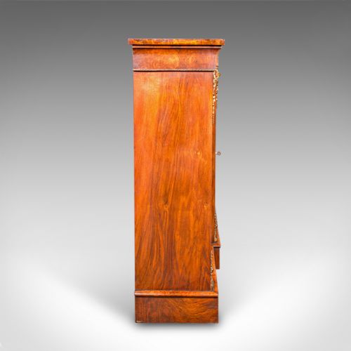 ANTIQUE DISPLAY BOOKCASE ENGLISH WALNUT BREAKFRONT LIBRARY CABINET REGENCY - ADDITIONAL PHOTO 3