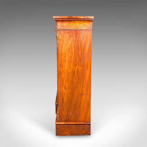 ANTIQUE DISPLAY BOOKCASE ENGLISH WALNUT BREAKFRONT LIBRARY CABINET REGENCY - ADDITIONAL PHOTO 6