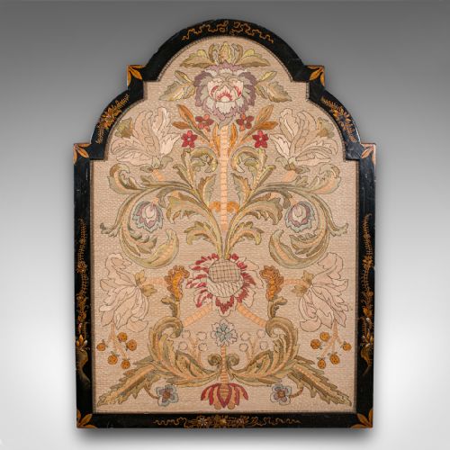 ANTIQUE EMBROIDERED PANEL ENGLISH FRAMED SILKWORK BAROQUE TASTE VICTORIAN - ADDITIONAL PHOTO 1