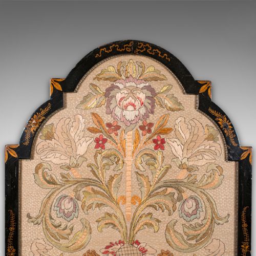 ANTIQUE EMBROIDERED PANEL ENGLISH FRAMED SILKWORK BAROQUE TASTE VICTORIAN - ADDITIONAL PHOTO 2