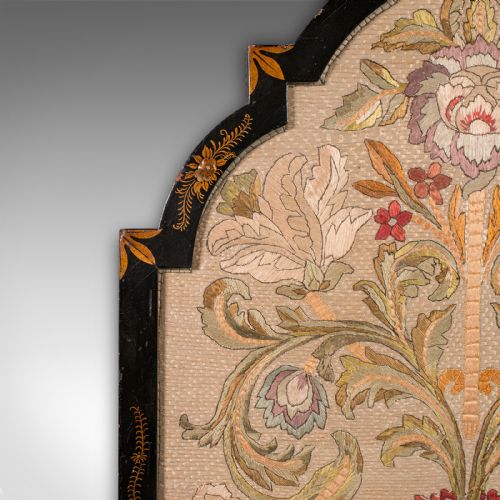 ANTIQUE EMBROIDERED PANEL ENGLISH FRAMED SILKWORK BAROQUE TASTE VICTORIAN - ADDITIONAL PHOTO 5