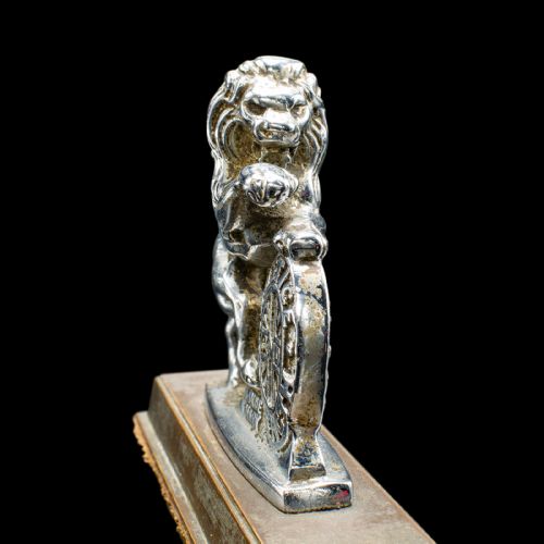 SMALL ANTIQUE LION PAPERWEIGHT ENGLISH ANIMAL FIGURE PATRIOTIC GRILLE MASCOT - ADDITIONAL PHOTO 7