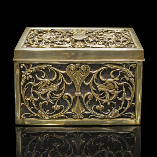 ANTIQUE STATIONERY BOX ENGLISH BRASS TABLETOP LETTER CASE VICTORIAN C1880 - ADDITIONAL PHOTO 2
