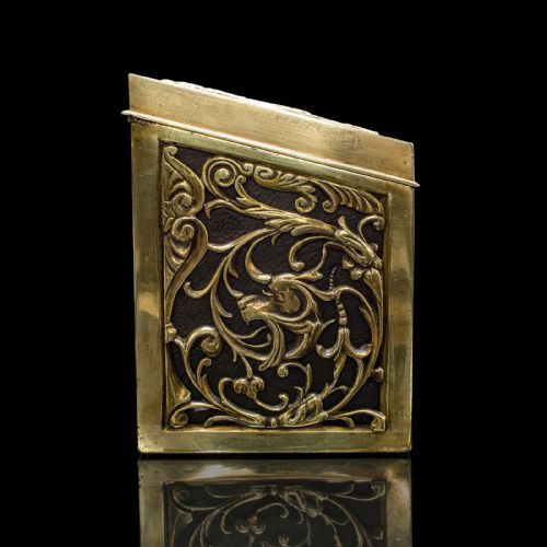 ANTIQUE STATIONERY BOX ENGLISH BRASS TABLETOP LETTER CASE VICTORIAN C1880 - ADDITIONAL PHOTO 3