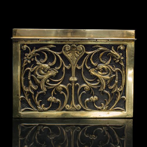 ANTIQUE STATIONERY BOX ENGLISH BRASS TABLETOP LETTER CASE VICTORIAN C1880 - ADDITIONAL PHOTO 4
