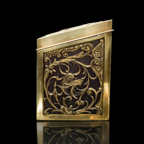 ANTIQUE STATIONERY BOX ENGLISH BRASS TABLETOP LETTER CASE VICTORIAN C1880 - ADDITIONAL PHOTO 5