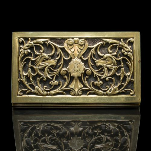 ANTIQUE STATIONERY BOX ENGLISH BRASS TABLETOP LETTER CASE VICTORIAN C1880 - ADDITIONAL PHOTO 6