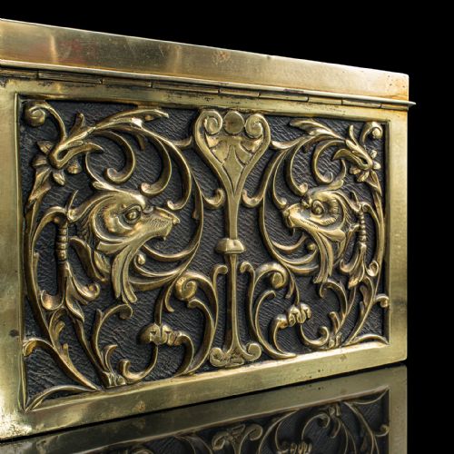 ANTIQUE STATIONERY BOX ENGLISH BRASS TABLETOP LETTER CASE VICTORIAN C1880 - ADDITIONAL PHOTO 8