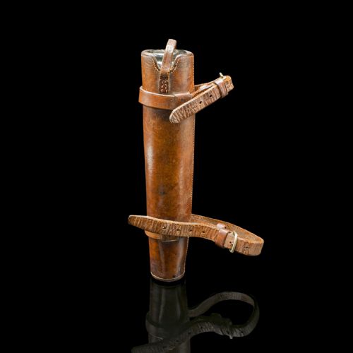 ANTIQUE EXPLORER'S SADDLE FLASK ENGLISH GLASS BOTTLE LEATHER CASE EDWARDIAN - ADDITIONAL PHOTO 10