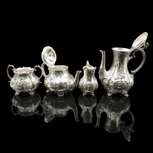 ANTIQUE 4 PIECE TEA SERVICE ENGLISH SILVER PLATE COFFEE POT EDWARDIAN 1910 - ADDITIONAL PHOTO 1
