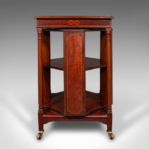 fig 2. Antique Rotary Bookcase, English, Revolving Library Cabinet, Edwardian, C.1910