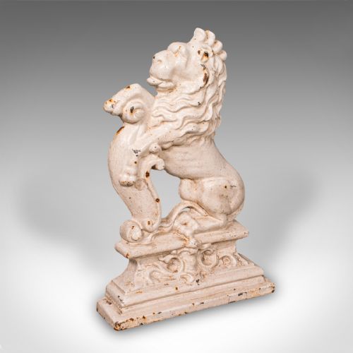 Antique Heraldic Lion Doorstop, English, Cast Iron Door Keeper, Victorian, 1890