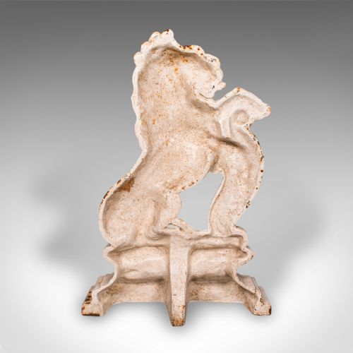 fig 2. Antique Heraldic Lion Doorstop, English, Cast Iron Door Keeper, Victorian, 1890