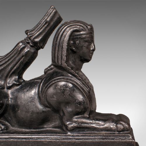 ANTIQUE EGYPTIAN REVIVAL DOORSTOP ENGLISH CAST IRON SPHINX REGENCY CIRCA 1830 - ADDITIONAL PHOTO 7