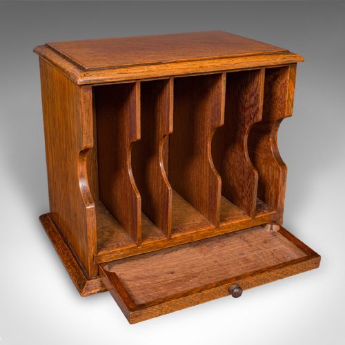 fig 1. Antique Telegram Case, English, Oak, Letter Organiser, Victorian Stationery Box